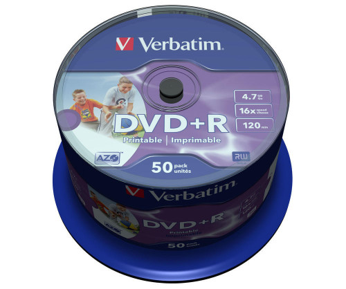 Компакт-диск DVD+R 4.7Гб PRINTABLE cake Verbatim 1шт.
