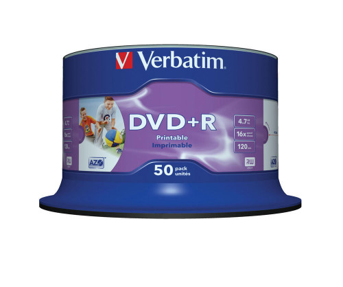 Компакт-диск DVD+R 4.7Гб PRINTABLE cake Verbatim 1шт.